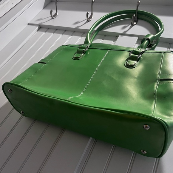 Mclein NWT Leather Briefcase Laptop Bag Willow Springs Series Vibrant Green - Picture 5 of 6